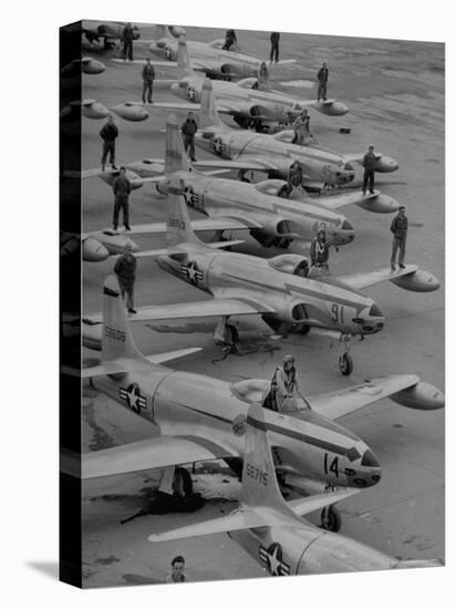 Pilots Posing with Their F-80 Planes-Walter Sanders-Stretched Canvas