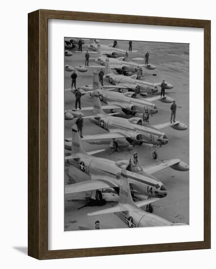 Pilots Posing with Their F-80 Planes-Walter Sanders-Framed Photographic Print