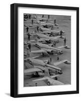 Pilots Posing with Their F-80 Planes-Walter Sanders-Framed Photographic Print