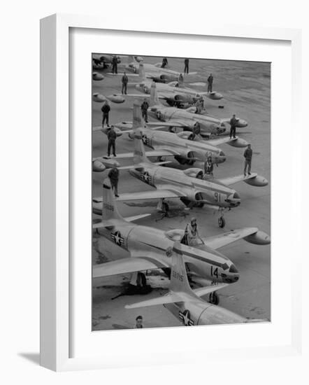 Pilots Posing with Their F-80 Planes-Walter Sanders-Framed Photographic Print