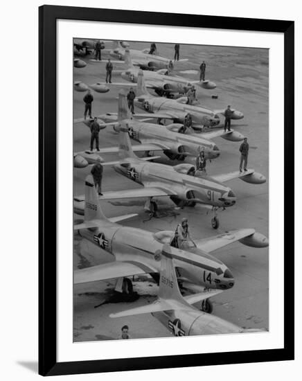 Pilots Posing with Their F-80 Planes-Walter Sanders-Framed Photographic Print