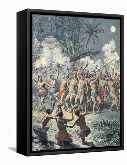 Pilou-Pilou Traditional Dance of the Kanak People in New-Caledonia-null-Framed Stretched Canvas