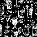 Hand Drawn Sketch Cocktails Seamless Pattern-Pim-Art Print