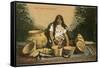 Pima Indian with Baskets-null-Framed Stretched Canvas