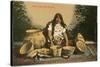 Pima Indian with Baskets-null-Stretched Canvas