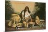 Pima Indian with Baskets-null-Mounted Premium Giclee Print