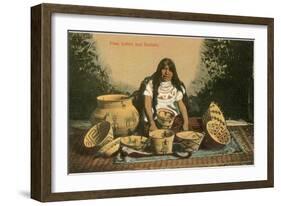 Pima Indian with Baskets-null-Framed Art Print