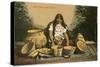 Pima Indian with Baskets-null-Stretched Canvas