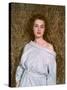 Pin-Up, Bathrobe and Hay-Charles Woof-Stretched Canvas