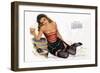 Pin Up Celebrating New Year with Champagne, Esquire Girl Calendar 1950 (January)-null-Framed Premium Giclee Print