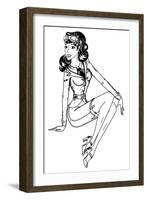 Pin-Up Classic Pilot Sexy Girl-drakonova-Framed Art Print
