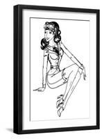 Pin-Up Classic Pilot Sexy Girl-drakonova-Framed Art Print