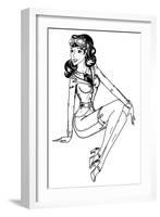 Pin-Up Classic Pilot Sexy Girl-drakonova-Framed Art Print