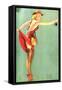 Pin-Up Fishing with Skirt Caught in Hook, 1940-null-Framed Stretched Canvas