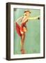 Pin-Up Fishing with Skirt Caught in Hook, 1940-null-Framed Giclee Print