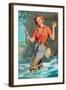 Pin-Up Fly Fishing-William Medcalf-Framed Art Print