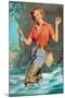 Pin-Up Fly Fishing-William Medcalf-Mounted Art Print