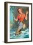 Pin-Up Fly Fishing-William Medcalf-Framed Art Print