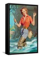 Pin-Up Fly Fishing-William Medcalf-Framed Stretched Canvas