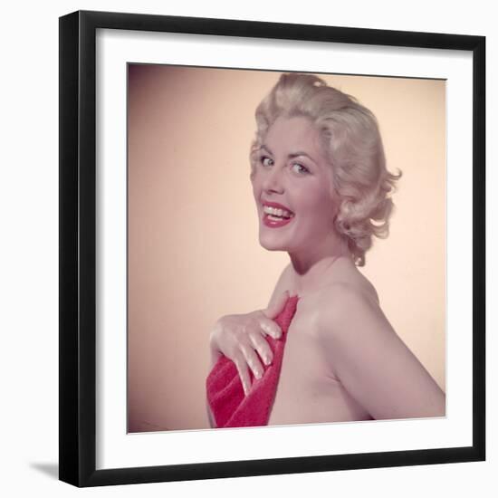 Pin-Up Girl and Towel-Charles Woof-Framed Photographic Print