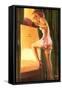 Pin-Up Girl Climbing Bunk Bes, 1940-null-Framed Stretched Canvas