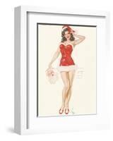 Pin Up Girl December c.1940s-Alberto Vargas-Framed Art Print