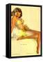 Pin-Up Girl in Yellow Bikini, 1940-null-Framed Stretched Canvas