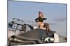 Pin-Up Girl Sitting on the Wing of a P-51 Mustang-null-Mounted Photographic Print