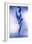 Pin-Up Girl Standing in Low-Cut Bathing Suit, 1945-null-Framed Giclee Print