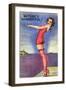 Pin-Up Girl Standing on Dock, 1945-null-Framed Giclee Print