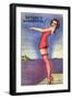 Pin-Up Girl Standing on Dock, 1945-null-Framed Giclee Print