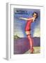 Pin-Up Girl Standing on Dock, 1945-null-Framed Giclee Print