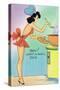 Pin-Up Girls - Boy What a Swell Dish; Woman Cooking in Nighty-Lantern Press-Stretched Canvas