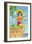 Pin-Up Girls - Girl Fishin for a Good Catch-Lantern Press-Framed Art Print