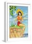 Pin-Up Girls - Girl Fishin for a Good Catch-Lantern Press-Framed Art Print