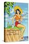 Pin-Up Girls - Girl Fishin for a Good Catch-Lantern Press-Stretched Canvas