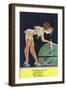 Pin-Up Girls - Girl in Nighty by a Globe; Every Girl Should Know How Far She Can Go-Lantern Press-Framed Art Print