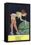 Pin-Up Girls - Girl in Nighty by a Globe; Every Girl Should Know How Far She Can Go-Lantern Press-Framed Stretched Canvas