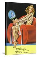Pin-Up Girls - Girl Needs More than a Fan to Cool Her Off-Lantern Press-Stretched Canvas