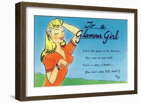 Pin-Up Girls - Glamour Girl Telling Beauties How it Is-Lantern Press-Framed Art Print