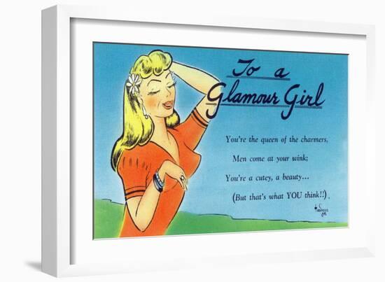 Pin-Up Girls - Glamour Girl Telling Beauties How it Is-Lantern Press-Framed Art Print