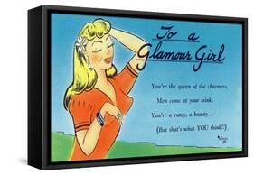 Pin-Up Girls - Glamour Girl Telling Beauties How it Is-Lantern Press-Framed Stretched Canvas