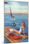 Pin-Up Girls - Inspiration Scene; Woman on Float on Lake-Lantern Press-Mounted Art Print