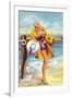 Pin-Up Girls - Linger Awhile; Beauty along the Shore-Lantern Press-Framed Art Print