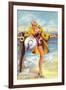 Pin-Up Girls - Linger Awhile; Beauty along the Shore-Lantern Press-Framed Art Print