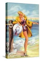 Pin-Up Girls - Linger Awhile; Beauty along the Shore-Lantern Press-Stretched Canvas