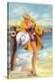 Pin-Up Girls - Linger Awhile; Beauty along the Shore-Lantern Press-Stretched Canvas