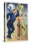 Pin-Up Girls - When Do We Take off Babe; Navy Officer Flirts with Cabaret Dancer-Lantern Press-Stretched Canvas