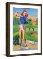 Pin-Up Girls - Winsome; Woman Playing Golf-Lantern Press-Framed Art Print