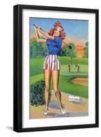 Pin-Up Girls - Winsome; Woman Playing Golf-Lantern Press-Framed Art Print